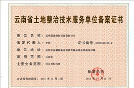 云南省土地整治技术服务单位备案证书