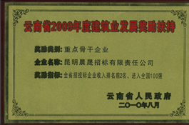 云南省2009年至2011年度建筑业发展奖励扶持